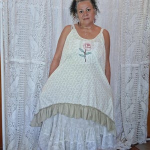 Allie Cream Calico Pinafore Dress