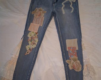 Ruffled Upcycled Jeans