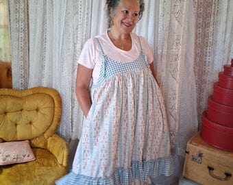 Fairytale Blue and Peach Pinafore