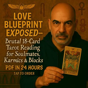 El plan del amor al descubierto: lectura brutal de tarot de 18 cartas para almas gemelas, karmas y bloqueos (PDF disponible en 24 horas)