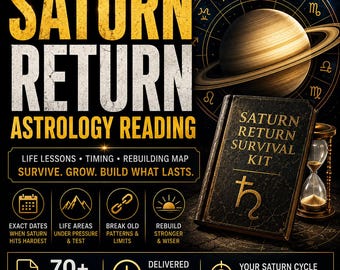 Saturn Return Astrology Reading.  Life Lessons, Timing, Career, Love & Rebuilding Map. 70-page PDF
