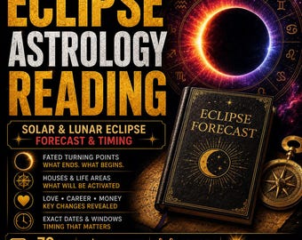 Eclipse Astrology Reading. Solar & Lunar Eclipse Forecast, Fate Windows, Love, Career and Money. 70-page personalized PDF
