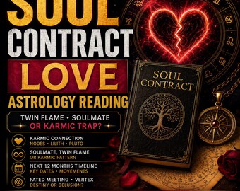Soul Contract Love Astrology Reading. Karmic Connection, Twin Flame, Soulmate or Pattern.  70+ Page PDF