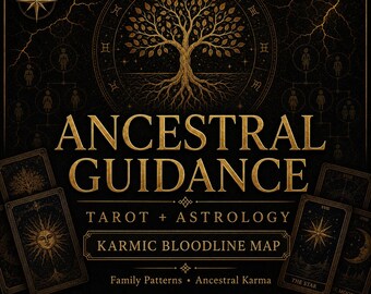 Ancestral Karma Tarot & Astrology Reading.  Karmic Bloodline Map, 25 Cards, 70+ Page PDF