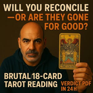 Wirst du dich versöhnen oder sind sie endgültig verschwunden? Brutale 18-Karten Tarot-Lesung, Verdikt PDF in 24h