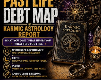 Past Life Debt Map Astrology Reading. Karmic Patterns, Nodes, Lilith & Pluto. 70+ Page PDF