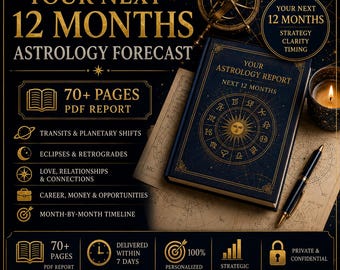 Your Next 12 Months Astrology Forecast. Transits, Eclipses, Retrogrades & Solar Return. Personal Birth Chart Reading, 70+ Page PDF