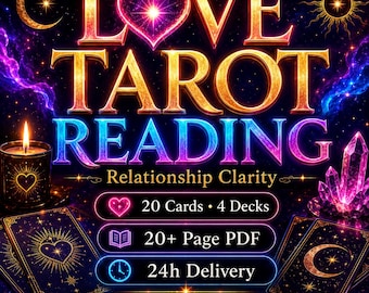 Love Tarot Reading. One Question, 20 Cards, 4 Decks, 20+ Page PDF | Relationship Clarity in 24h
