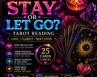 Should I Stay or Let Go? Psychic Tarot Reading, 25 Cards, 24h PDF