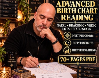 Advanced Birth Chart Reading.  Natal, Draconic, Vedic, Lots & Fixed Stars Astrology Reading. 70+ pages PDF