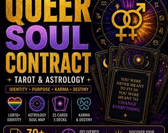 Queer Soul Contract Tarot & Astrology Reading.  LGBTQ+ Purpose, Identity, Karma, Destiny. 70-page personalized PDF