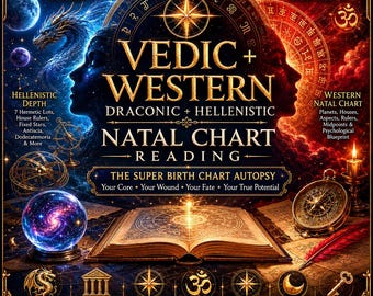 Super Birth Chart Autopsy. Premium Soul Architecture Astrology Reading. Natal, Draconic, Vedic, Lots & Fixed Stars