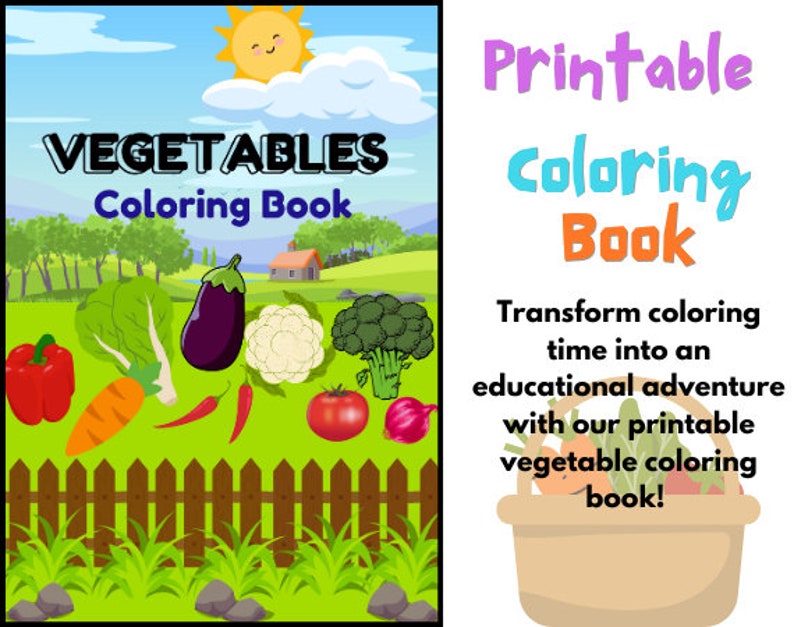 Printable Vegetable Coloring Book with Extra Stickers for Children image 1