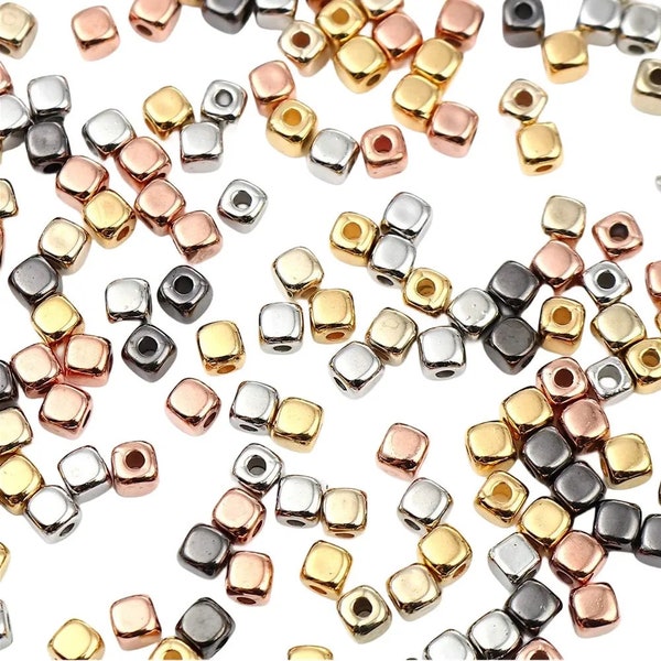 500Pcs Cube Plastics Spacer Loose Bead Perforated For DIY Bracelet Necklace Pendant Jewelry Making Supplies Accessories Finding