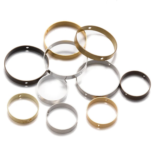 10Pcs/Lot 10-26mm Two Hole Frame Spacer Beads Positioning Circle Connector Ring DIY Bracelet Necklace Jewelry Making Accessories