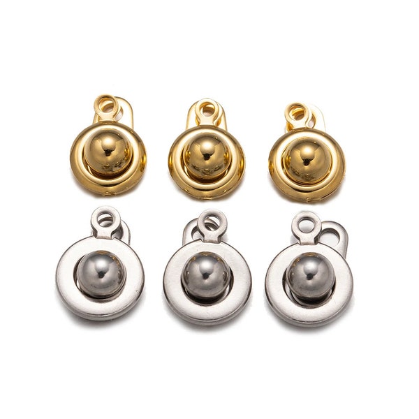 5Pcs Stainless Steel Snap Button Clasps Ball Socket Snap Connector DIY Necklace Bracelet Jewelry Making Handmade Accessories