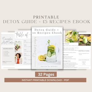Detox Guide & 15 Healthy Recipes eBook | Cleanse, Vegan, Gluten-Free, Organic Detox Meals Digital Download for Wellness Health Easy to make