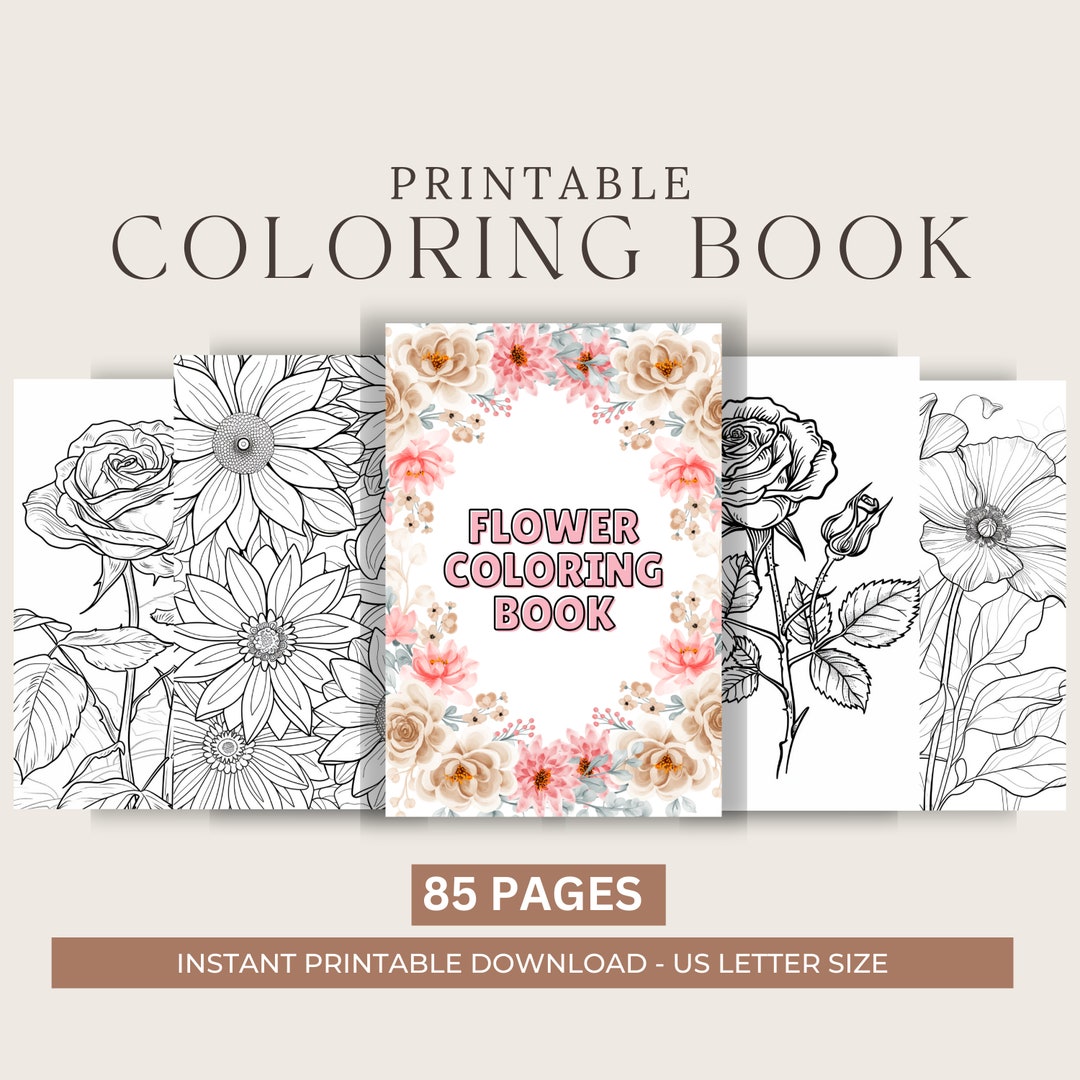 Printable Adult Flower Coloring Book | Stress Relief/relaxation ...