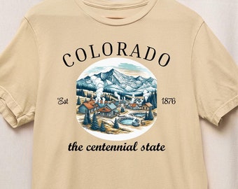 Colorado El Estado Centenario, Lema del Estado de Colorado, CO Hot Springs, Estado de las Montañas Rocosas, Camiseta de Colorado