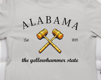 Alabama el estado de Yellowhammer, AL Yellowhammers, Historia del estado de Alabama, Camiseta con eslogan del estado de AL
