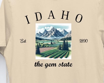 Idaho der Edelstein Zustand, ID Edelstein der Berge, ID Kartoffelfelder, Idaho Kartoffeln, Idaho State Slogan T Shirt