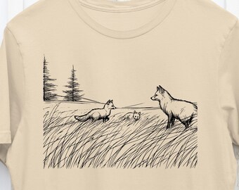 Rotfüchse, Füchse, Waldtiere, spielende Füchse, Füchse in einem Flugzeug, niedliches Füchse-T-Shirt