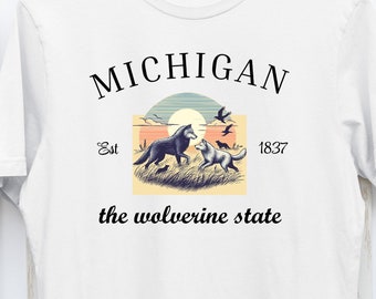 Camiseta gráfica con el lema del estado de Michigan, Michigan Wolverine, Michigan Wolves, MI Wolverine, Deadpool y Michigan Wolverine