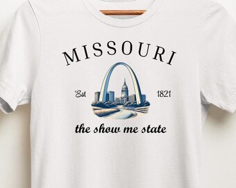 Missouri el estado Show Me, Missouri Gateway to the West, Jessie James State, National Monument Gateway Arch, MO Graphic Tee Shirt