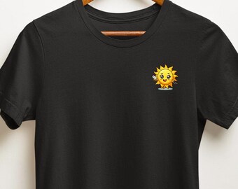 Sonne, glücklich, lächelnde Sonne, niedliche Taschen Sonne, entzückender Stern, Sonnenschein, Sommer-T-Shirt