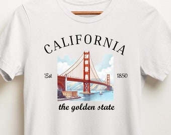 Kalifornien der goldene Zustand, Kalifornien Zustand Slogan, Cali, CA Wahrzeichen, Kalifornien Golden Gate Bridge T-Shirt