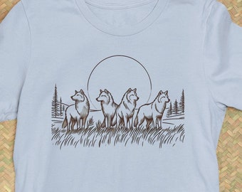 Manada de lobos, lobos, lobos pegados, huskies, camiseta de animales salvajes