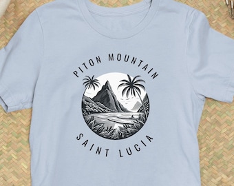Piton Mountain Santa Lucía, Santa Lucía, Luna de Miel, Destino de Vacaciones, Camiseta Gráfica de la Isla del Caribe