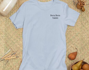 Montaña Otemanu, montaña Bora Bora, lugar emblemático de la isla Bora Bora, destino de vacaciones, luna de miel Camiseta gráfica de parte delantera y trasera, versión 3