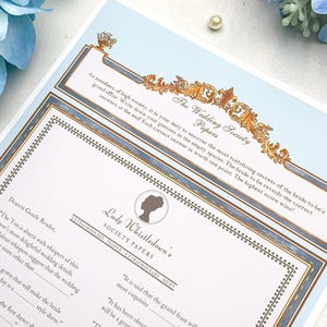 Jeu de douche nuptiale de potins de mariage inspiré de Bridgerton | Jeu de style Lady Whistledown