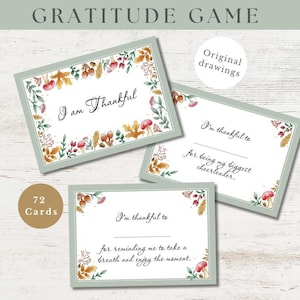 Juego de cartas con la frase "Estoy agradecido" / Juego de gratitud para Acción de Gracias o Acción de Gracias con amigos / Desafío de gratitud / Para adultos y niños