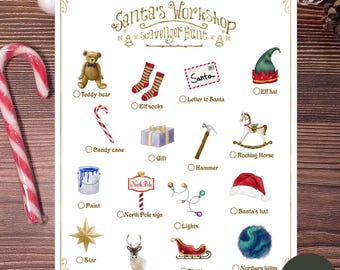 Christmas Scavenger Hunt Game | Santa's Workshop Themed | Printable Holiday Fun for Kids and Families