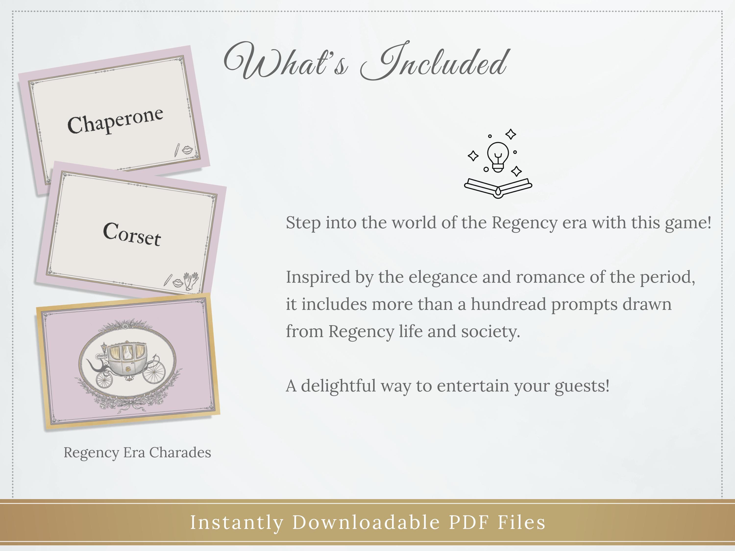 Regency Era Charades | Jane Austen Inspired Tea Party Game - Etsy
