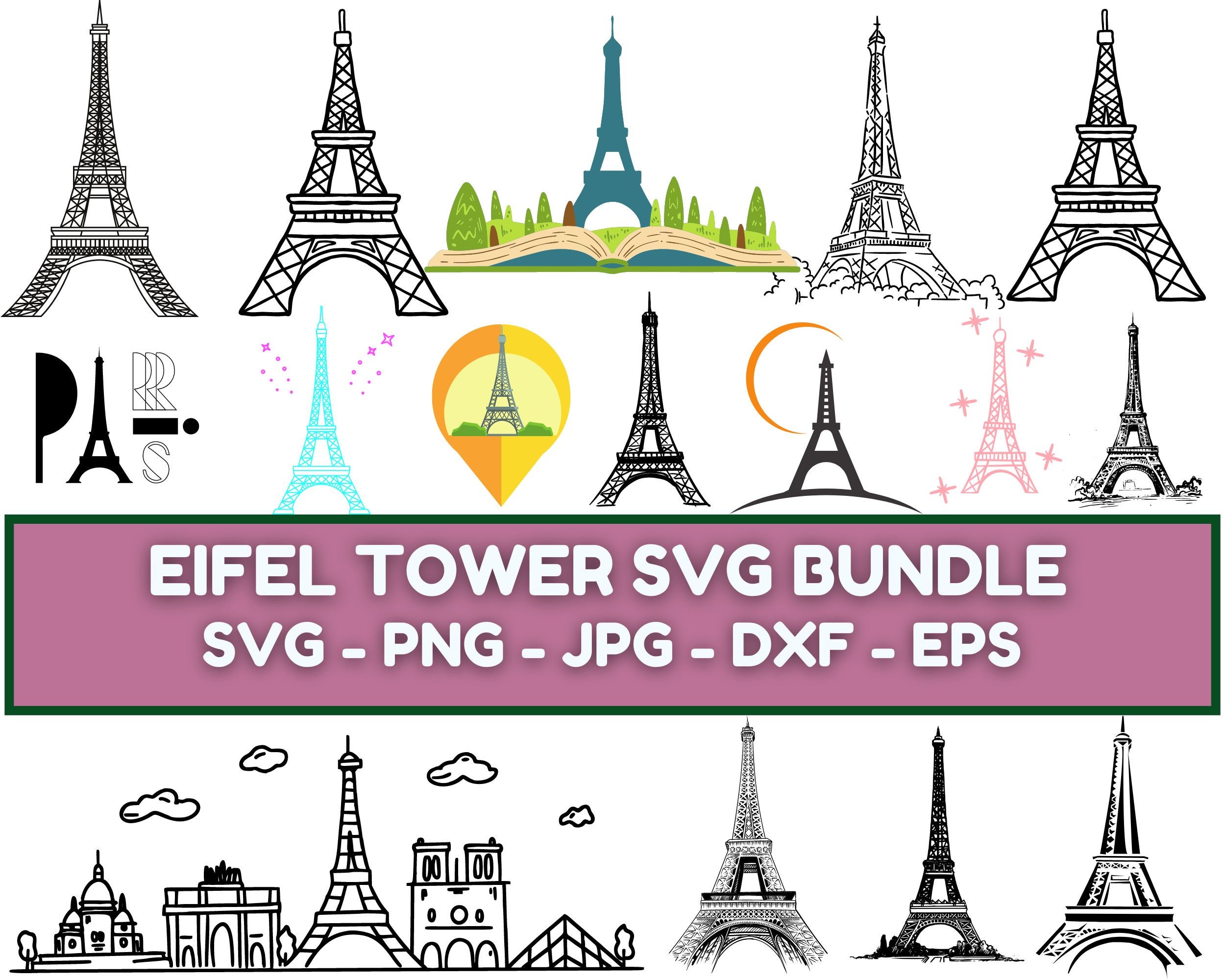 Eiffel Tower SVG, Paris SVG, Landmark SVG, Travel Svg, Eiffel Tower