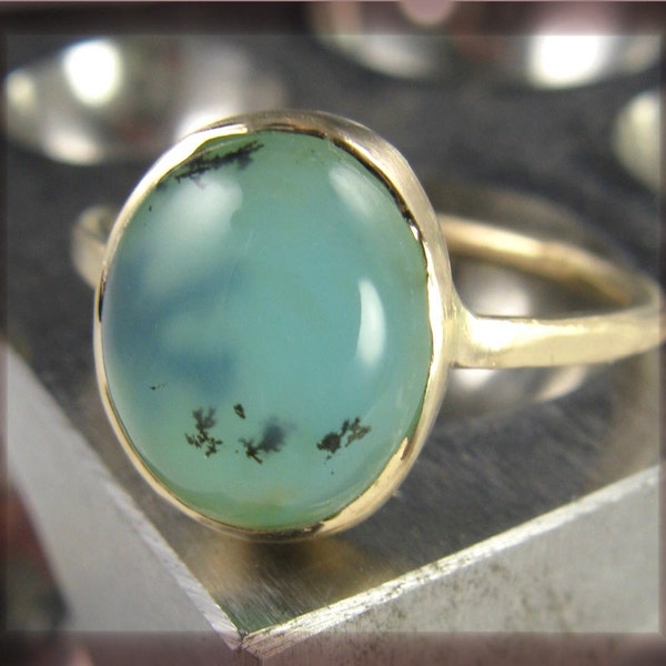 Holding for maritaconchita - Peruvian Blue Opal with Dendrites and Recycled 14k Gold Ring