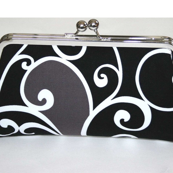 Clutch Bag/Clutch Purse/ Handbag/ Purse Black Grey Surf Clutch