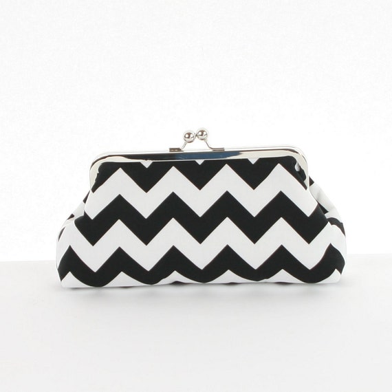 Items similar to Black White Chevron Clutch/Black White Chevron Wedding