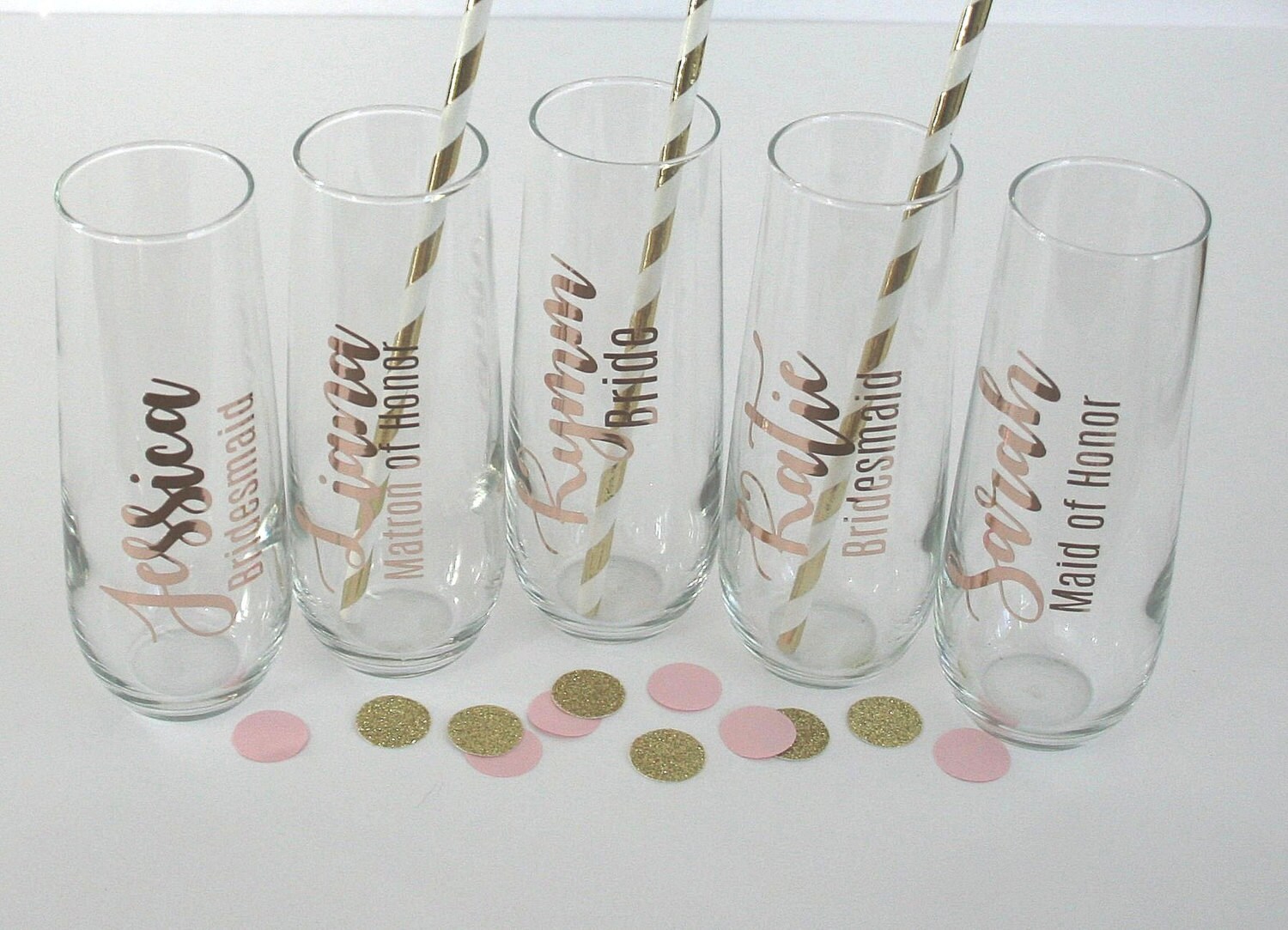 Personalized Stemless Champagne Flutes ROSE GOLD Bridesmaid Etsy
