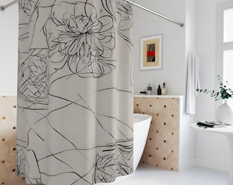 Einfacher dekorierter Duschvorhang, niedlicher Duschvorhang, botanischer Duschvorhang, Boho Vorhänge, Boho Duschvorhang, Duschvorhang Boho