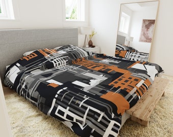 Modern City View Duvet Cover Set, Dynamic and Stylish Duvet Cover Set, Cottagecore Duvet Cover Set, Twin Full Queen King Duvet Cover Set