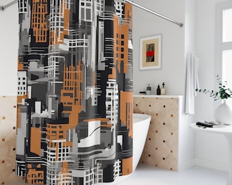 Moderner Duschvorhang mit Stadtblick, niedliche Duschvorhänge, dynamischer und stilvoller Duschvorhang