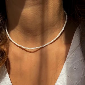 Delicate Seed Pearl Necklace,Small Freshwater Pearl Choker, Tiny Pearl Necklace , Minimalist Necklace, Everyday Pearl Necklace, Gift for Her