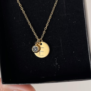 Collar con inicial de oro, collar con letras personalizadas, collar de cadena de acero, collar de oro personalizado minimalista, regalo de cumpleaños