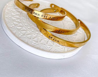 Personalized Cuff Bracelet • Custom Steel Bangle • Inspirational Gift • Hand Stamped Cuff •  Hidden Message Unisex Jewelry