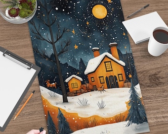 Winter Cabin Jigsaw Puzzle | Festive Holiday Scene, Starry Night Puzzle