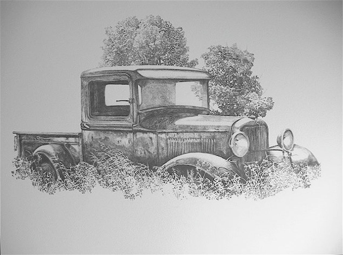 32 Ford pickup pencil drawing print by C.P. Williams Etsy